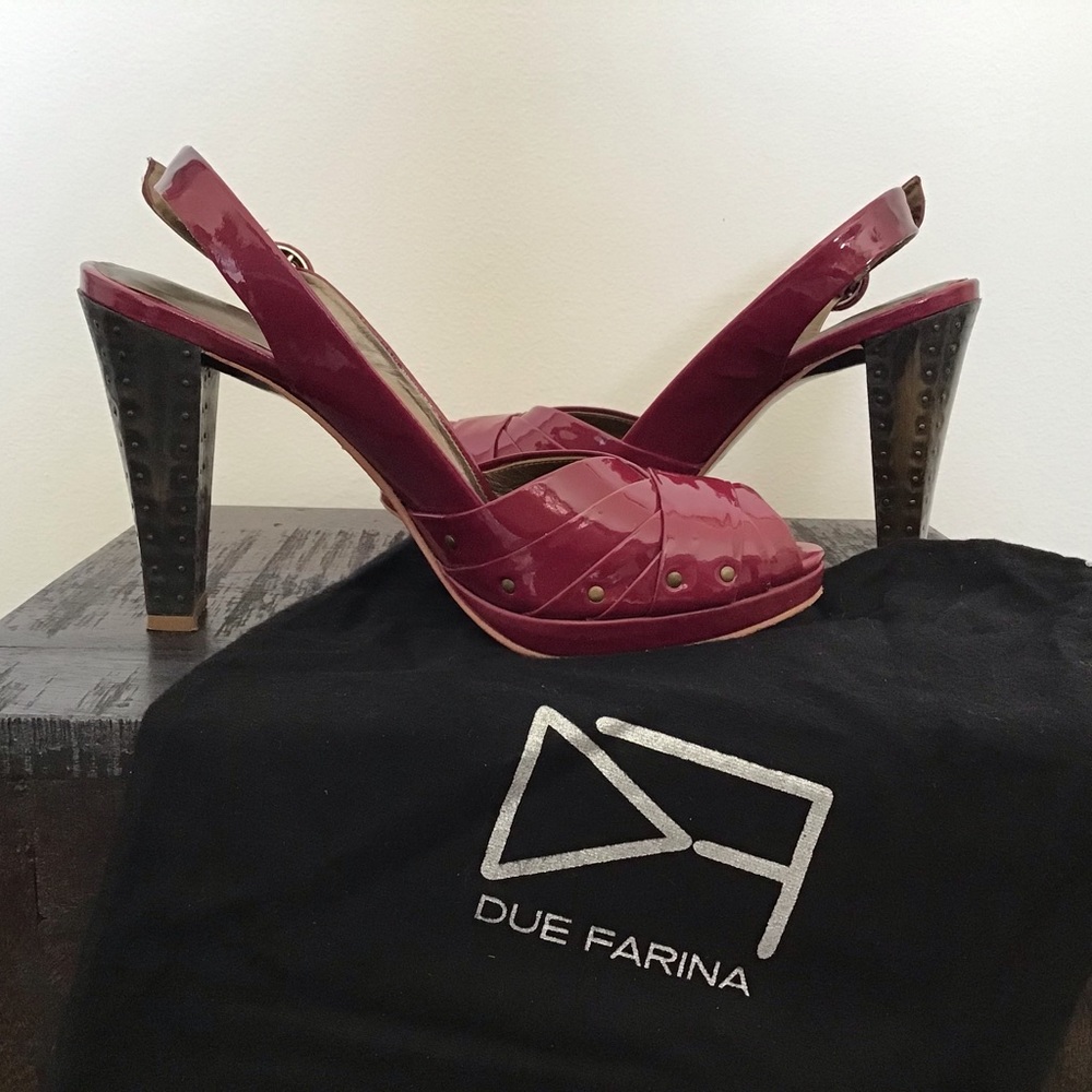 Le Due by Due Farina patent leather platform Miss Prim raspberry 8.5